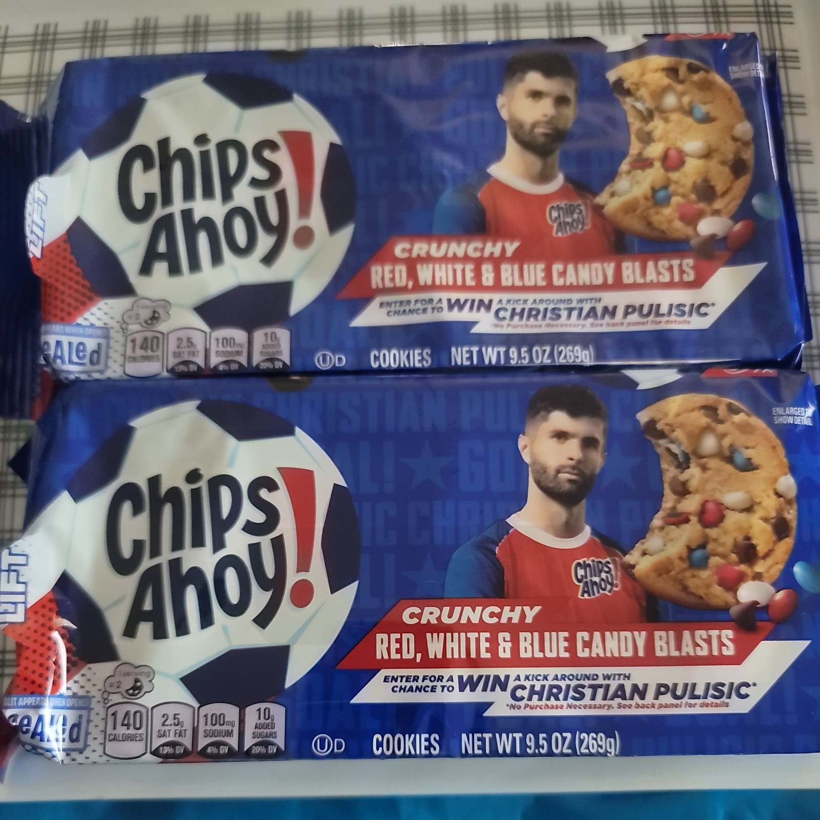 NABISCO CHIPS AHOY! RED, WHITE AND BLUE COOKIES 9.5 OZ- 2 packs