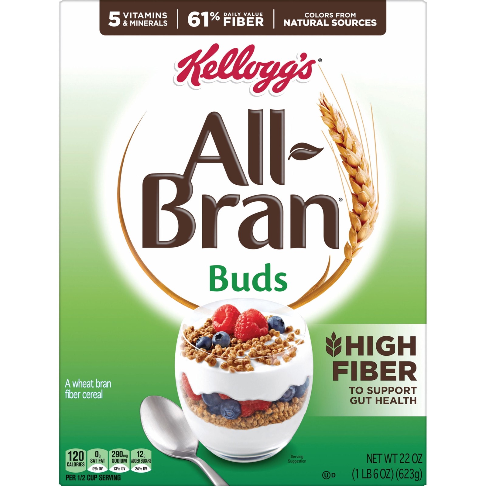 Kellogg’s All Bran Buds Breakfast Cereal 8 Vitamins & Minerals High Fiber Cereal