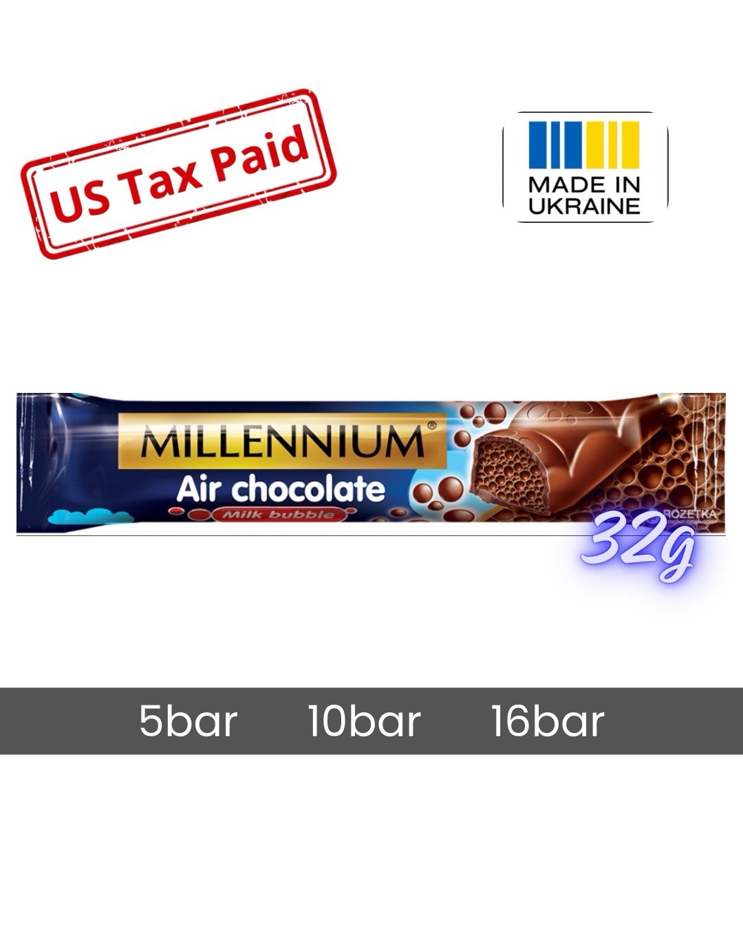 Millennium milk porous chocolate bar 32 grams