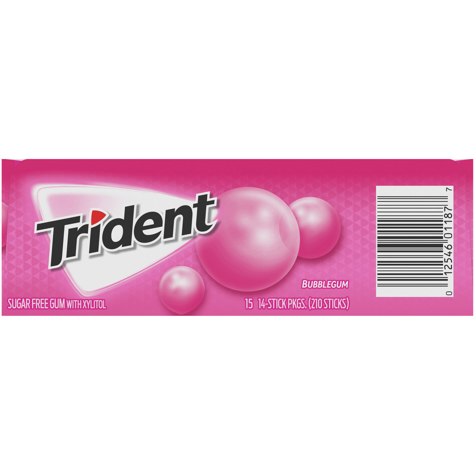 Trident Sugar Free Gum, Bubblegum, 14 Pieces, 15-Count 14 Pieces Per Pack