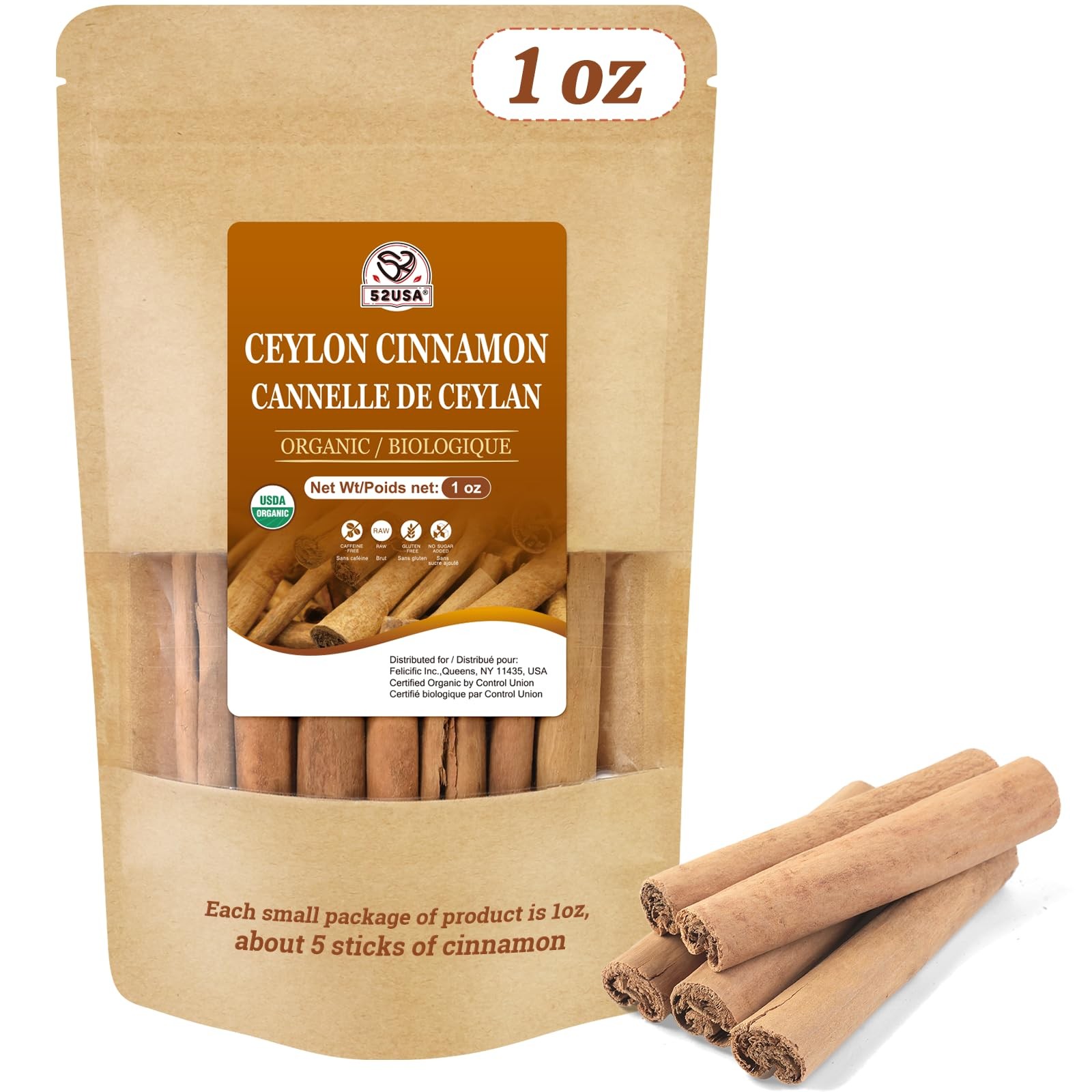 Organic Ceylon Cinnamon Sticks, 1 Ounce Pack of 1, True Cinnamon Farmed in Sr…