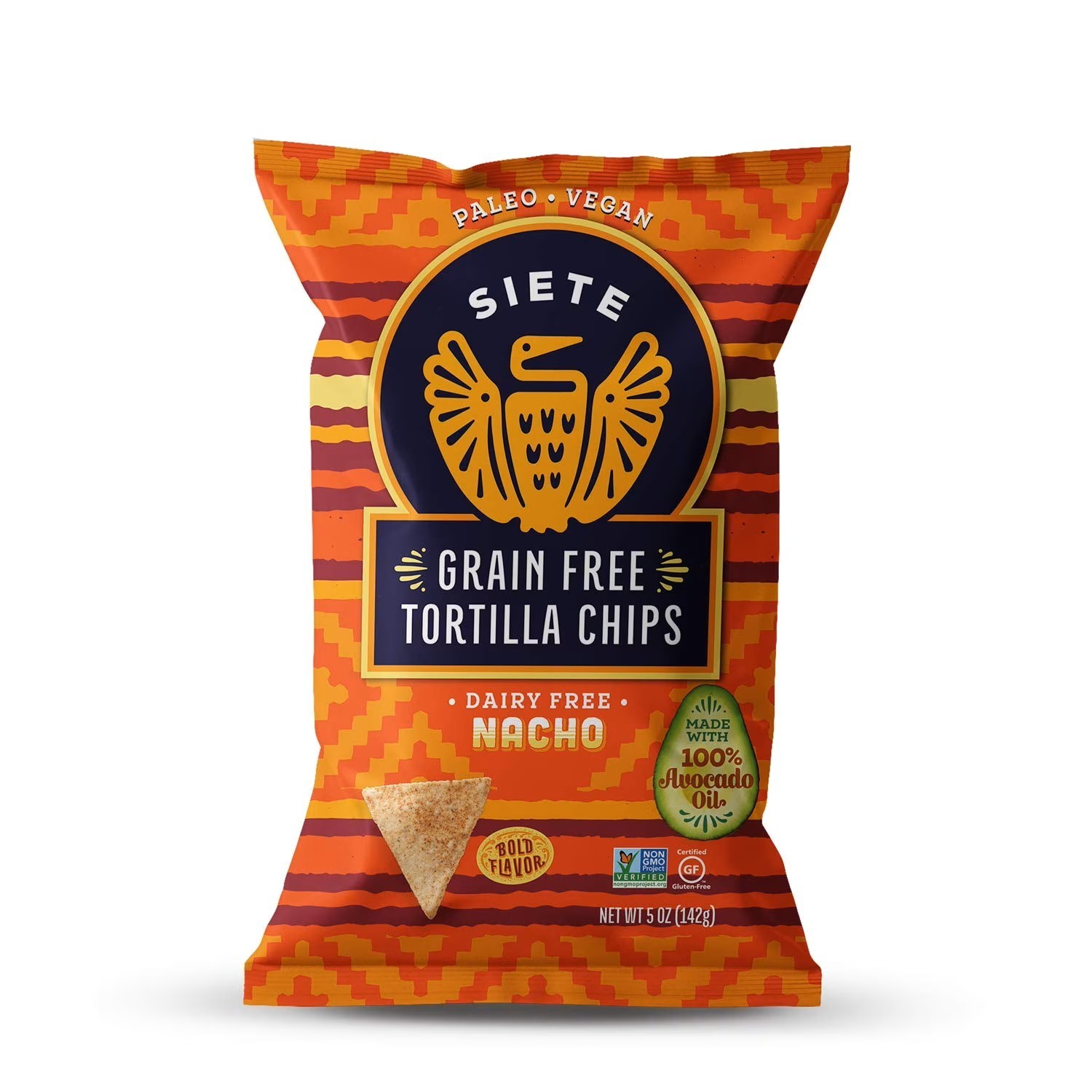 SIETE Dairy Free NACHO TORTILLA CHIPS Grain Free 5 oz Bag – 3 PACK