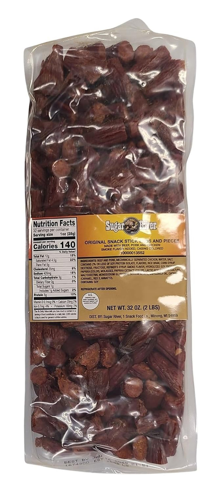 Meat Snack Links Sticks Ends & Pieces, 2Lbs (Original Snack Stick, NOT Vacuum Se