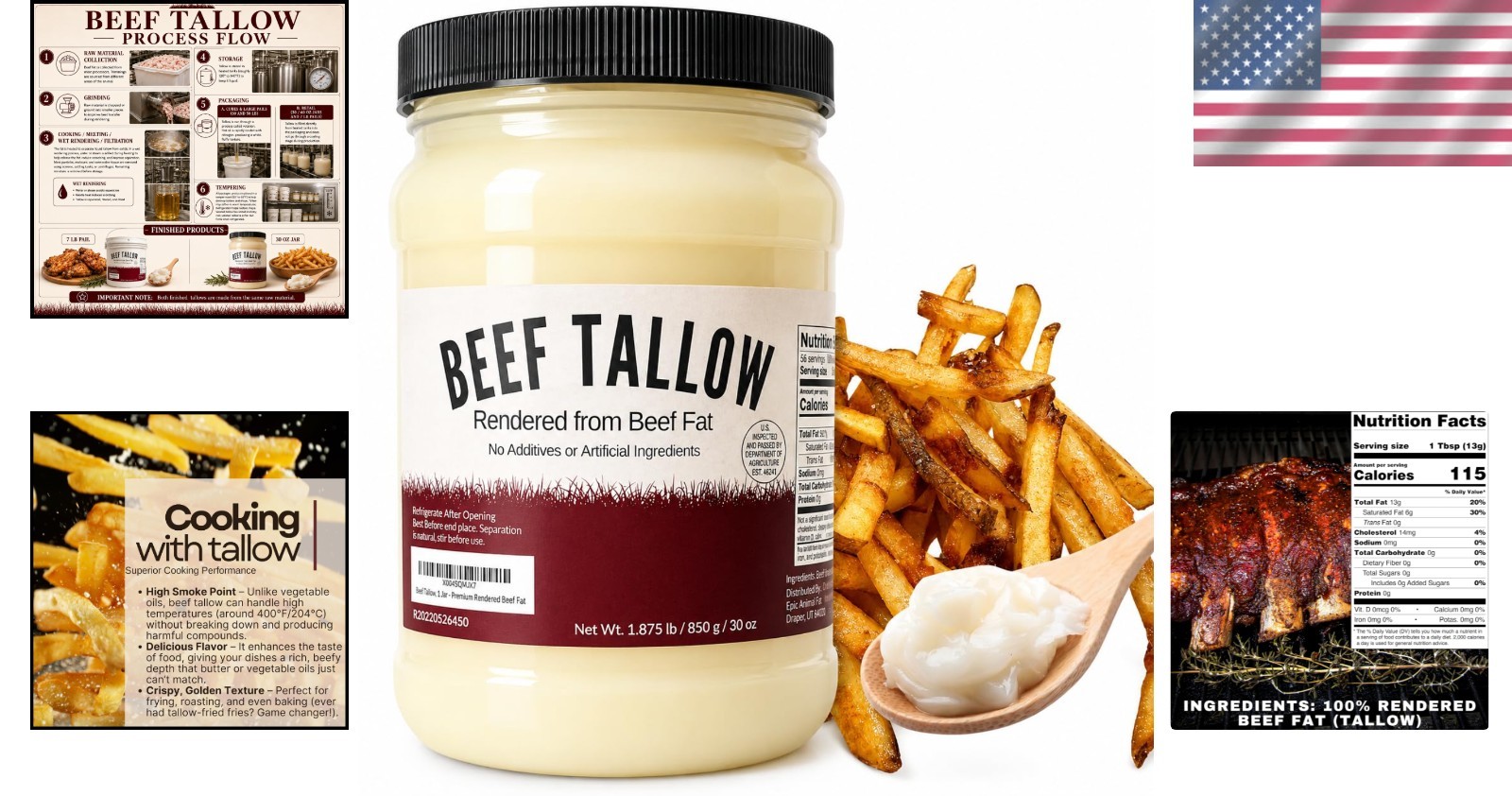 30 oz Hormone-Free Beef Tallow – Versatile Cooking Fat for Keto-Friendly Dishes