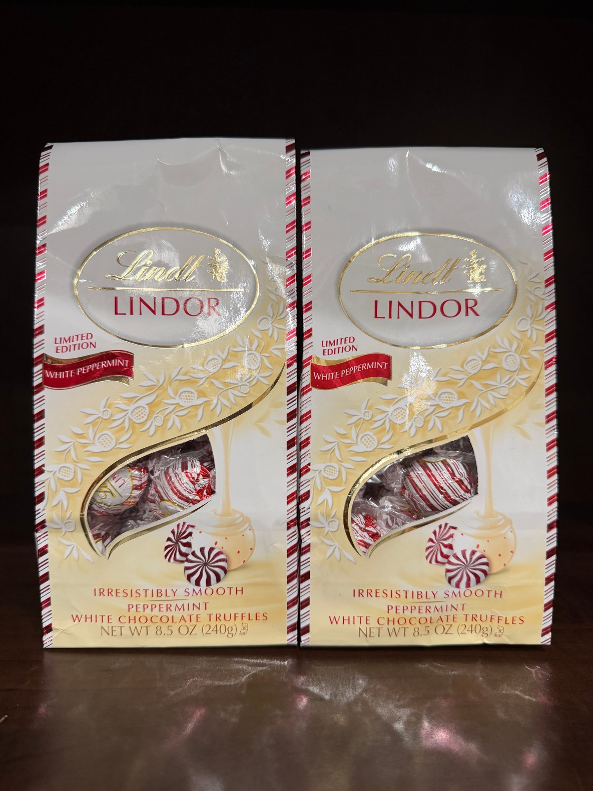 Lindt ~ 2-Bags White Peppermint Chocolate Truffles 8.5 oz Christmas 5/31/2026