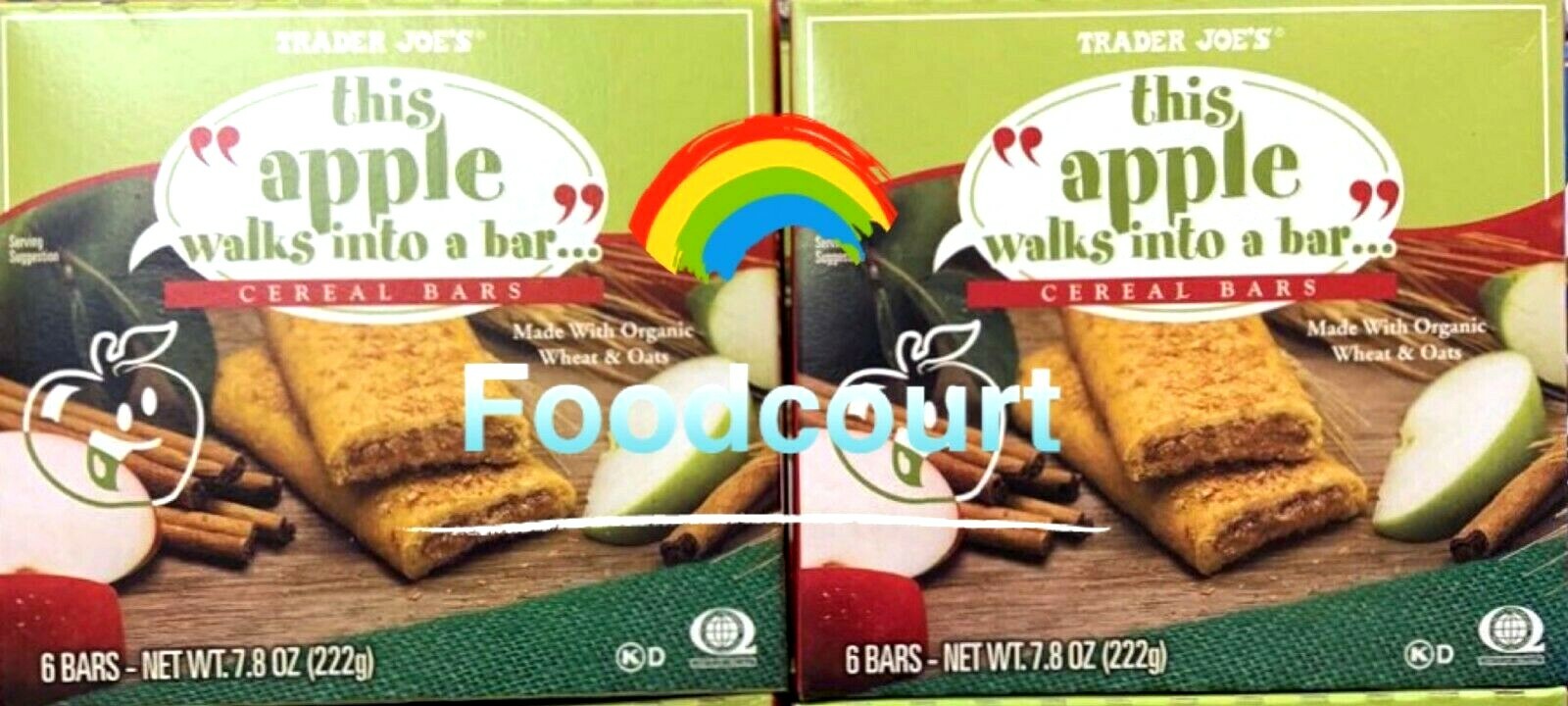 2 Packs Trader Joe’s This Apple Walks Into A Bar Cereal Bars 6 Bars 7.8 oz Each