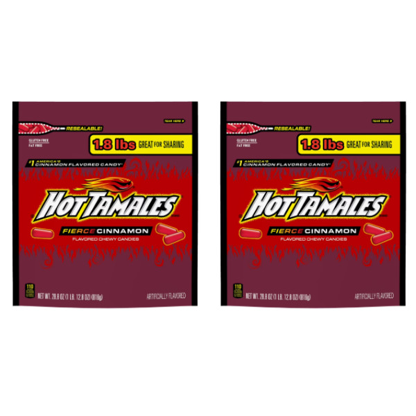 Hot Tamales Fierce Cinnamon Chewy Candy, 28.8 ounce Bag ((Pack of 2))