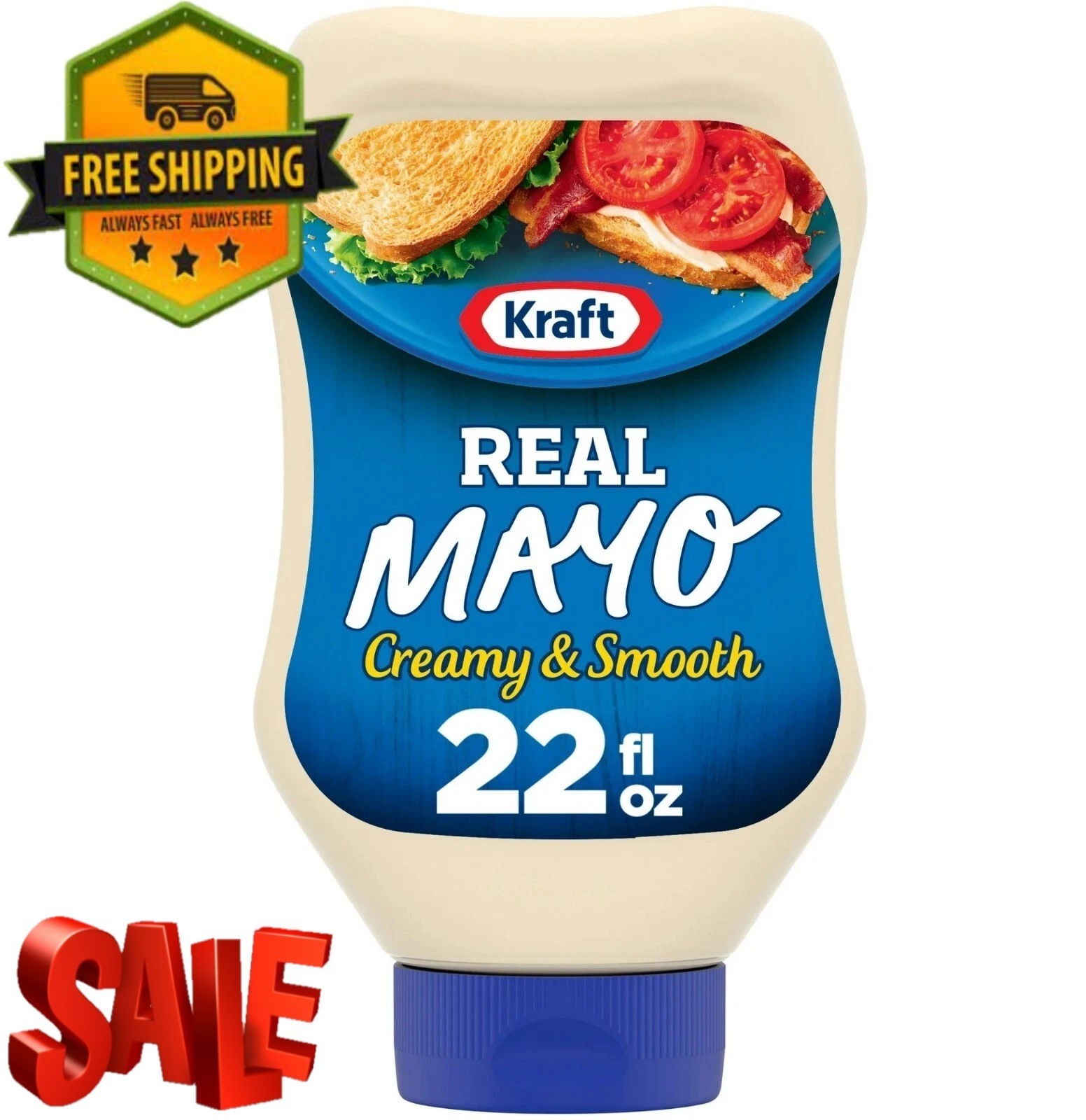 Kraft Real Mayo Creamy & Smooth Mayonnaise in a 22 fl oz Squeeze Bottle