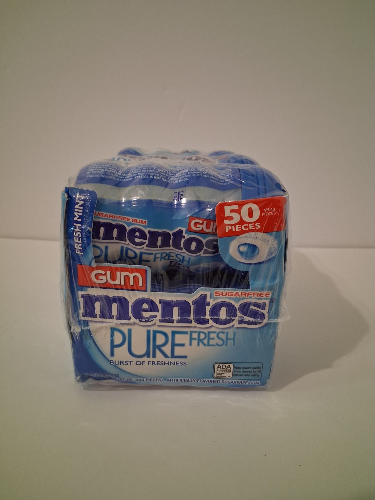 6PACK Mentos Pure Fresh Sugar-Free Chewing Gum with Xylitol,Fresh Mint, 50Count