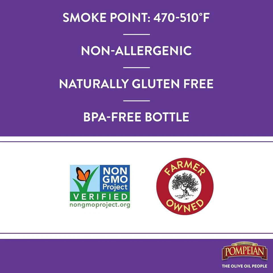 Pompeian 100% Grapeseed Oil Light and Subtle Flavor for High-Heat Pack of 6