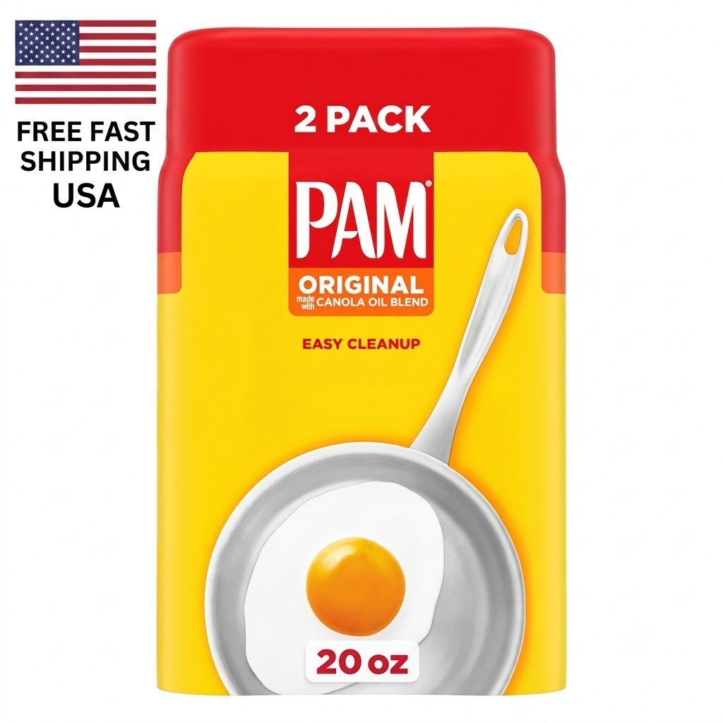 2 Pack PAM Original Cooking Spray Canola Oil Nonstick Cooking & Baking Spray New