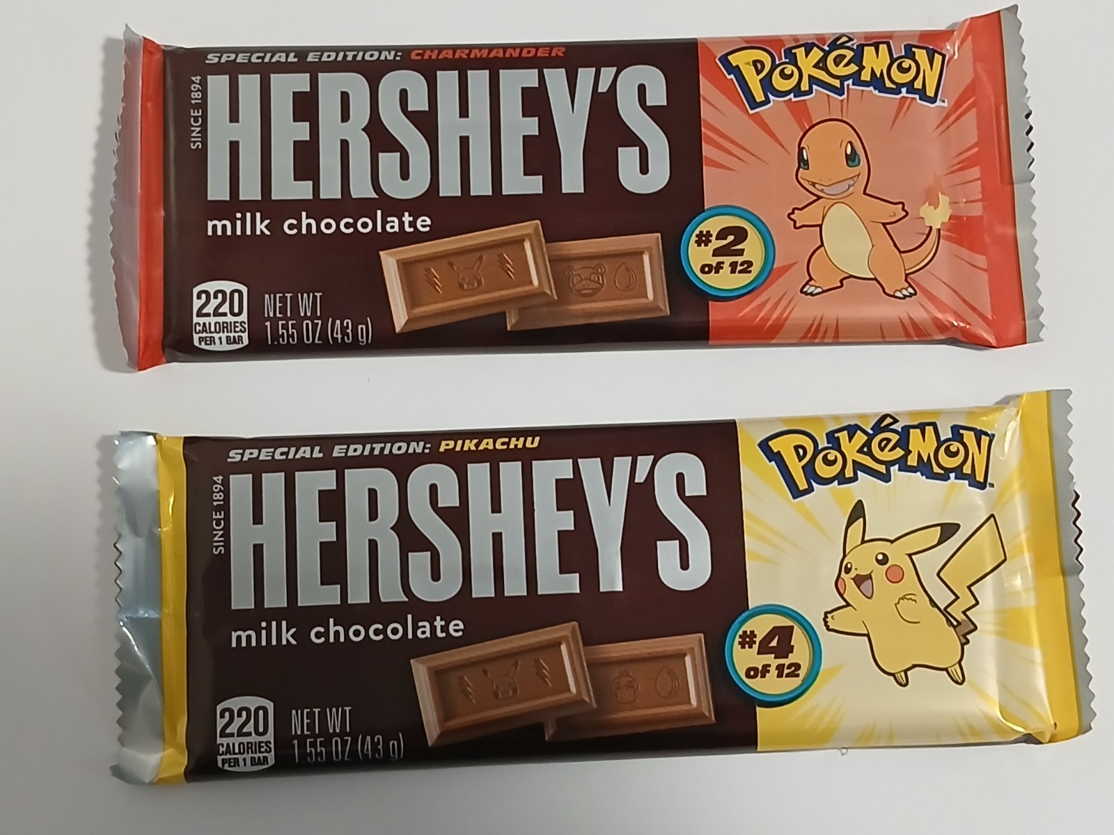Hersheys Pokemon Chocolate Bar Set of 2 Limited Edition PIKACHU & CHARMANDER New