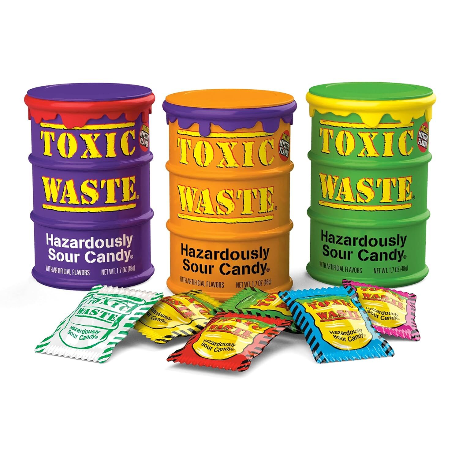 Toxic Waste Sour Candy Pack Of 3 Assorted Drums Ultra Sour Flavors 1 Mystery …