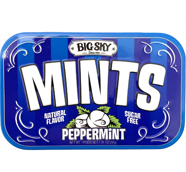 Big Sky 1.76 oz Sugar Free PEPPERMINT Breath Mints in Metal Tin ** BB 11/2026 **
