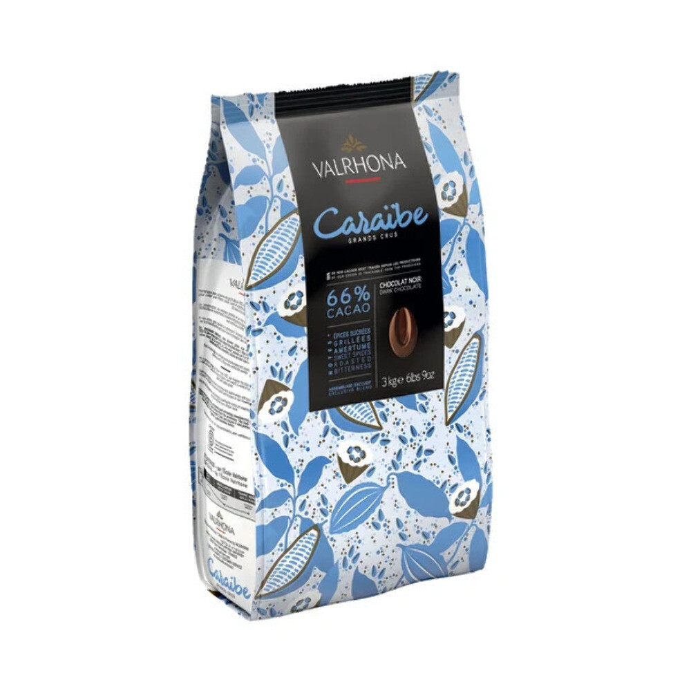 Valrhona Caraïbe 66% French French Dark Couverture Chocolate Feves