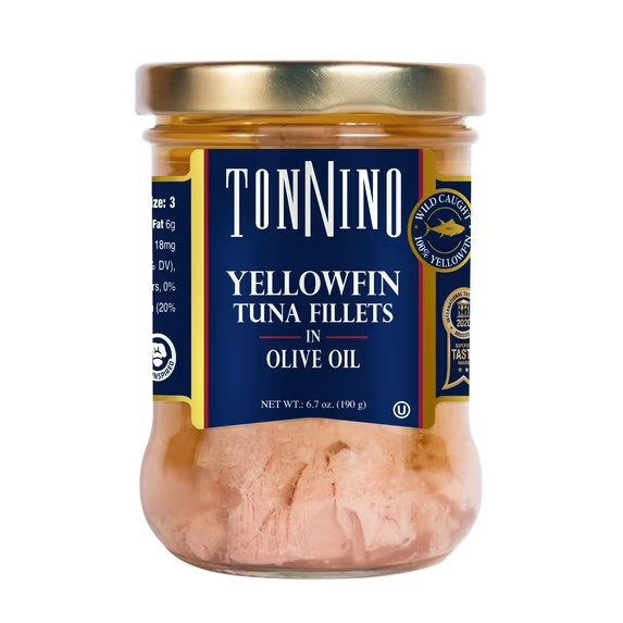 Tonnino Premium Yellowfin Tuna Fillet in Olive Oil, 6.7 oz, Jar, Wild Caught
