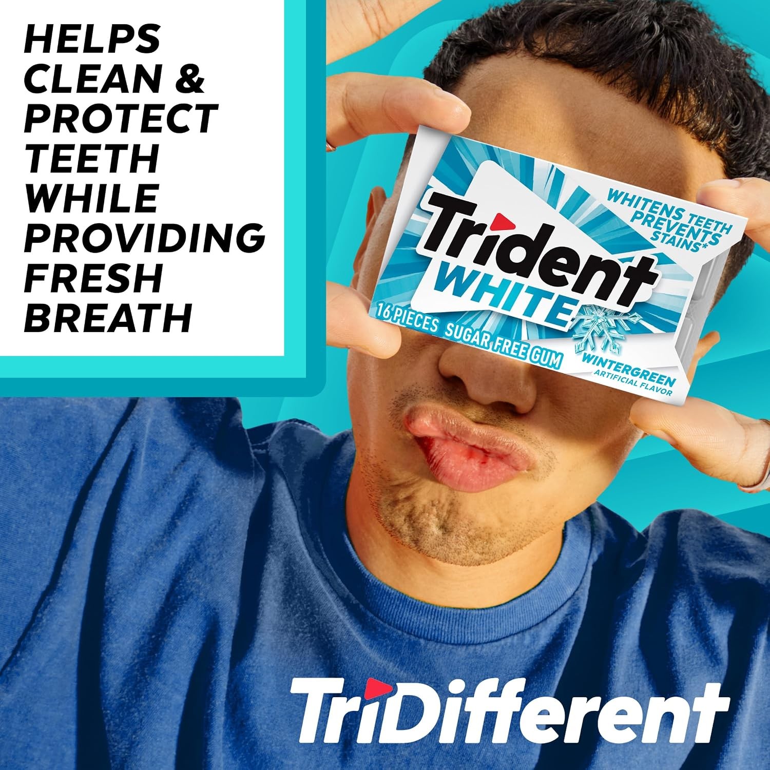 Trident White Wintergreen Sugar Free Gum, 9 Packs of 16 Pieces (144 Total
