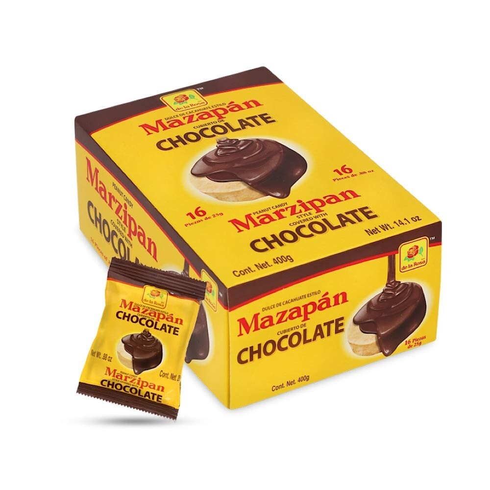 Mazapan De Chocolate De La Rosa 16 Pcs Mexican Candy Chocolate Covered Marzipan