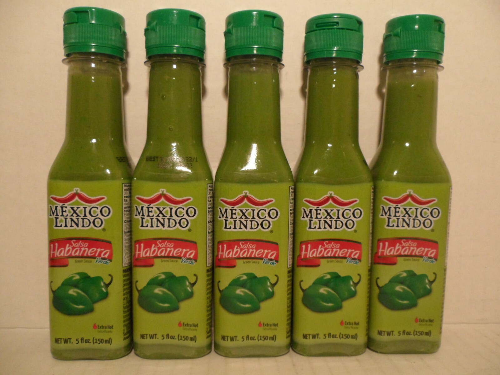 (5) Mexico Lindo Salsa Habanera Verde Green Habanero Extra🌶Hot Sauce 5oz Each🔥