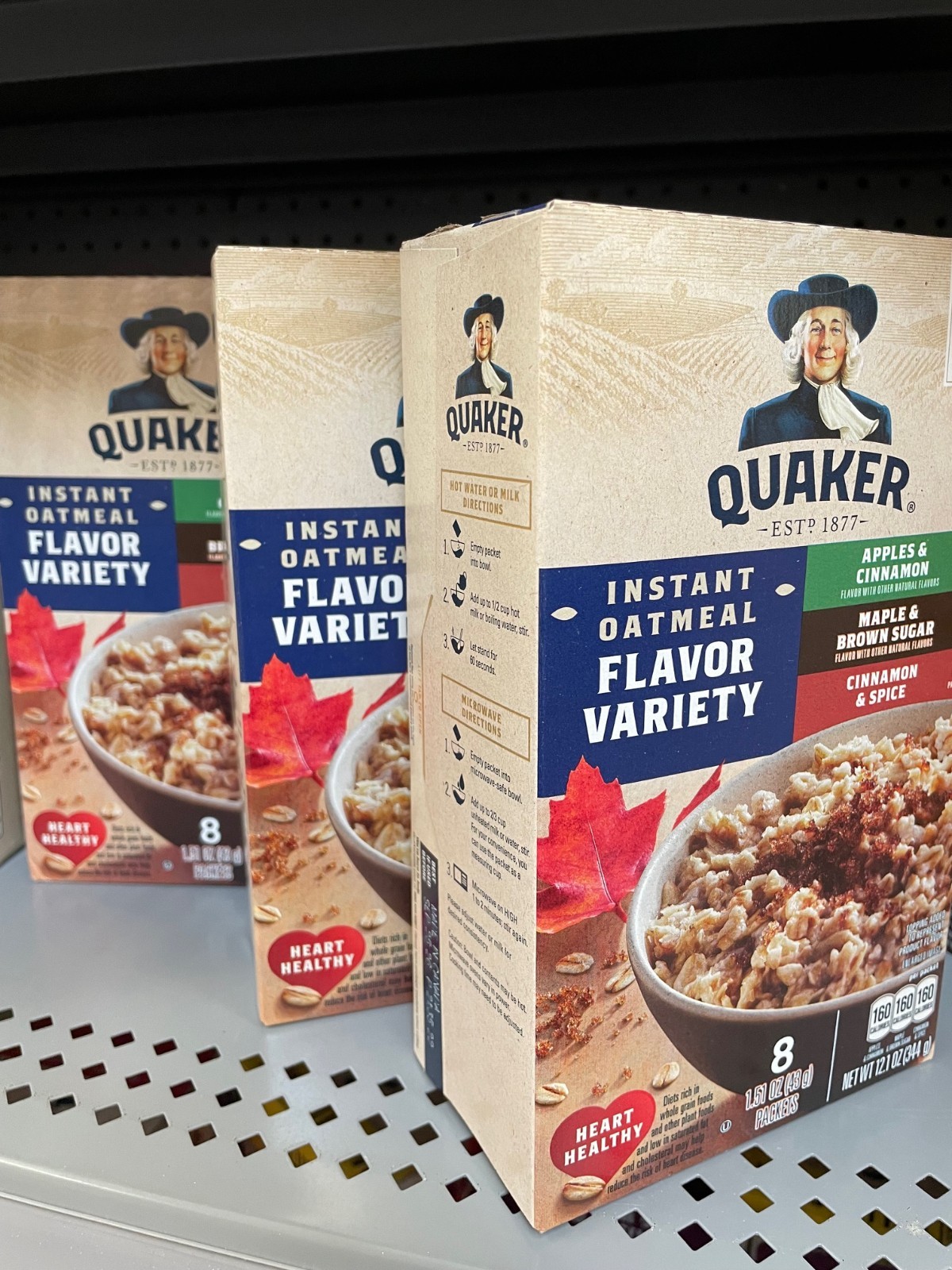 3 Boxes Quaker Instant Oatmeal Variety Pack, 8 Packets Each, Size 12.1 oz Boxes