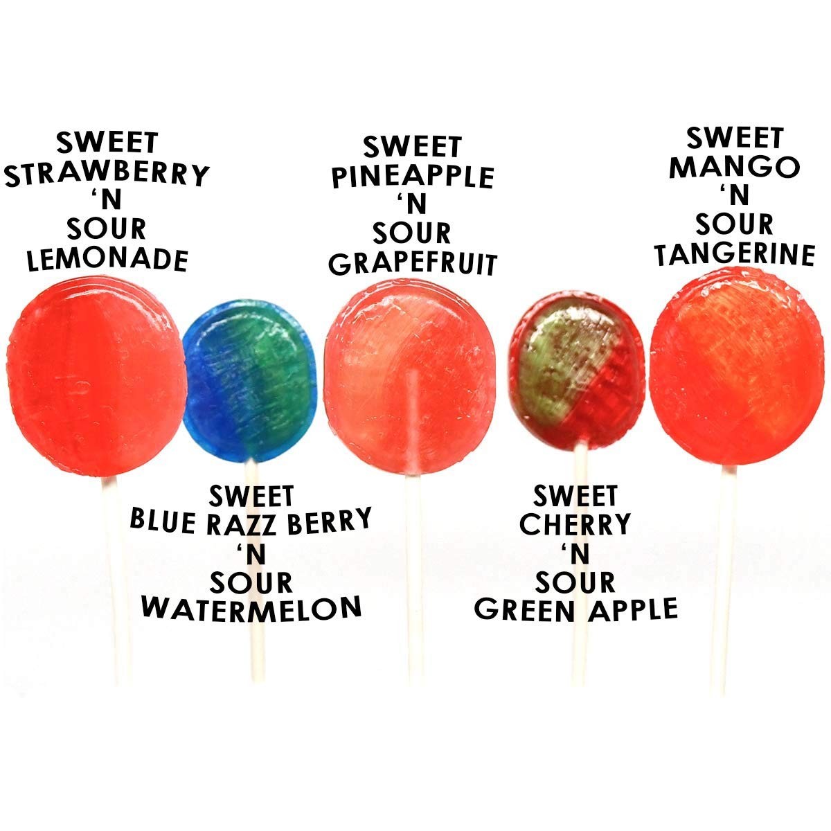 Pops, in 5 Assorted Sweet/Sour Flavors, 0.6 Ounce Pack of 48