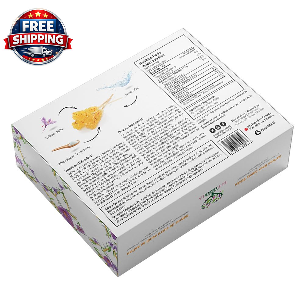 Saffron Rock Candy Sticks, 25 Pack, Pure Crystalline Elegance, Handcrafted Sweet