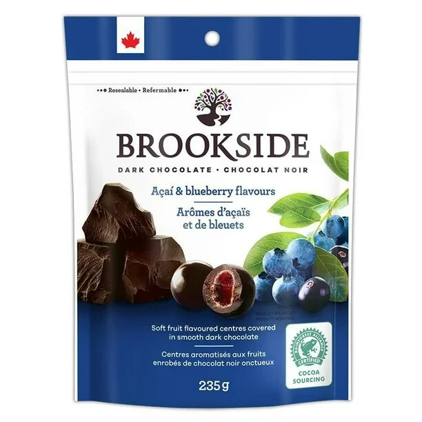 2 Packs of Brookside Dark Chocolate Acai and Blueberry Flavors 9 oz Each Pack