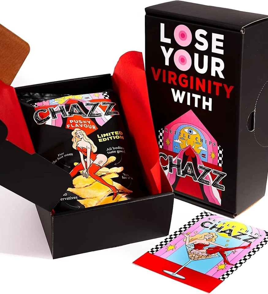 CHAZZ PUSSY flavor Potato chips , READY to GIFT: a box with Pussy flavour chips