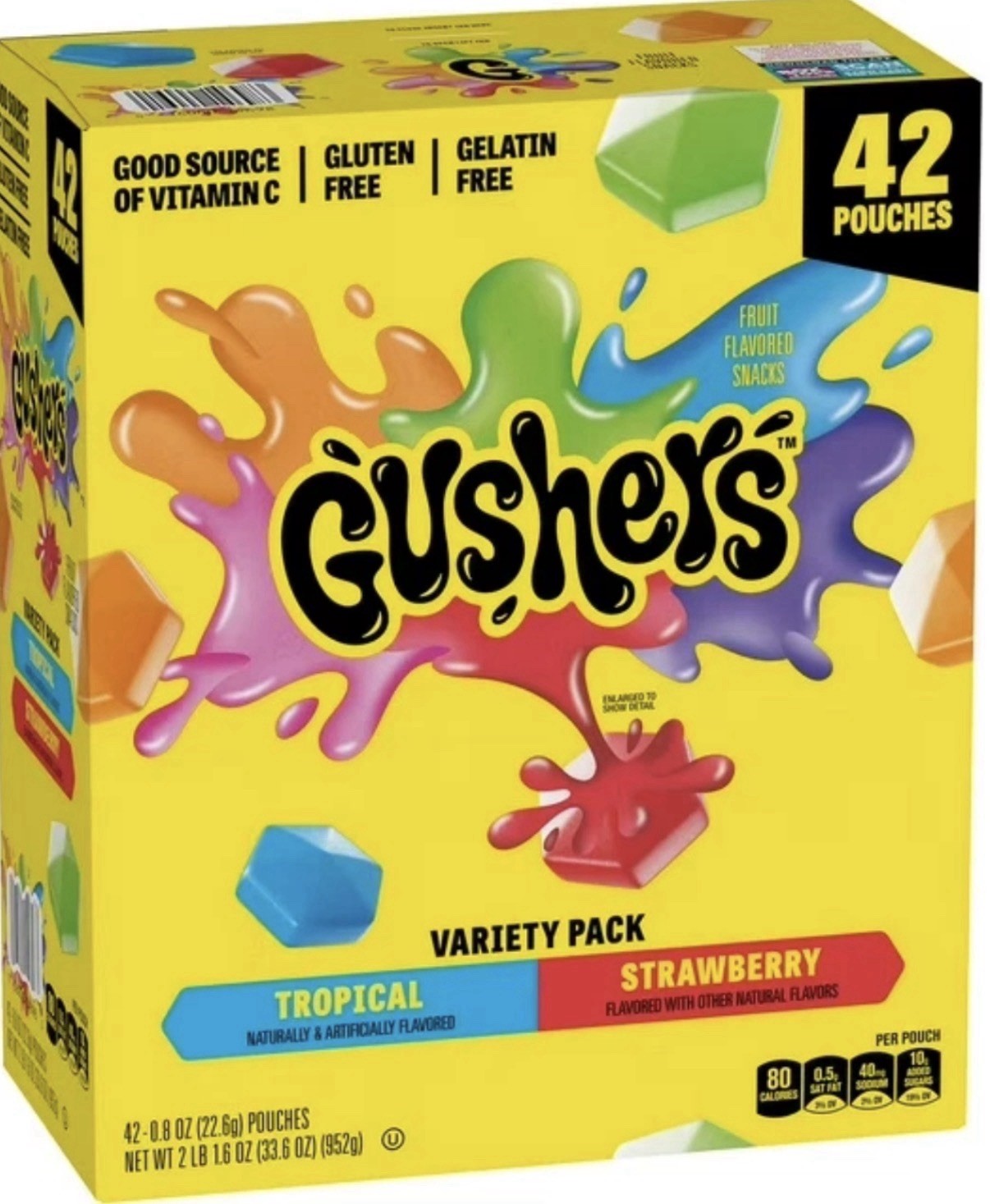 Gushers Fruit Snacks Variety Pack 0.8 oz, 42 Ct – Strawberry & Tropic