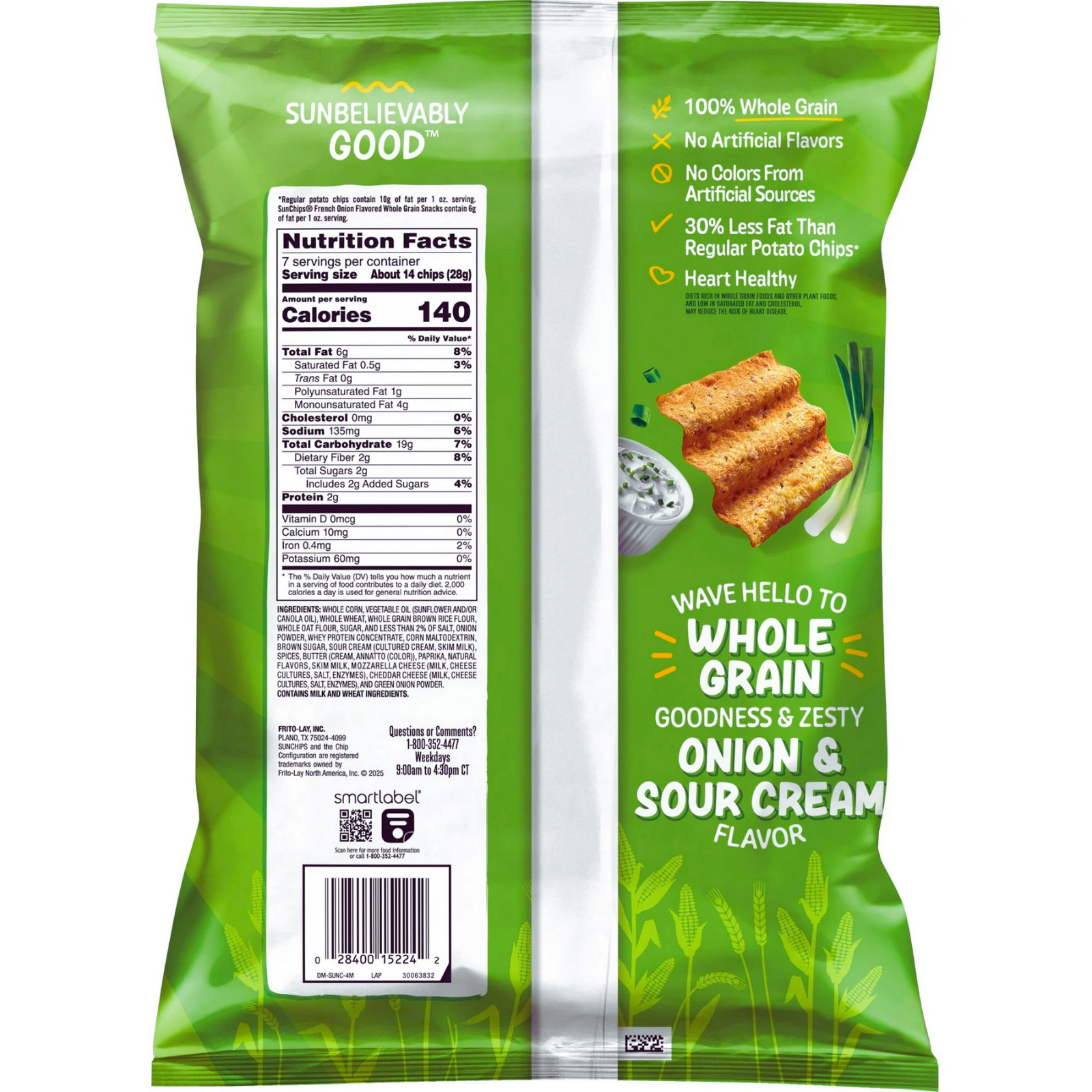 4-Pack SunChips French Onion Whole Grain Snacks – 7oz Bags – Healthy Snack Set