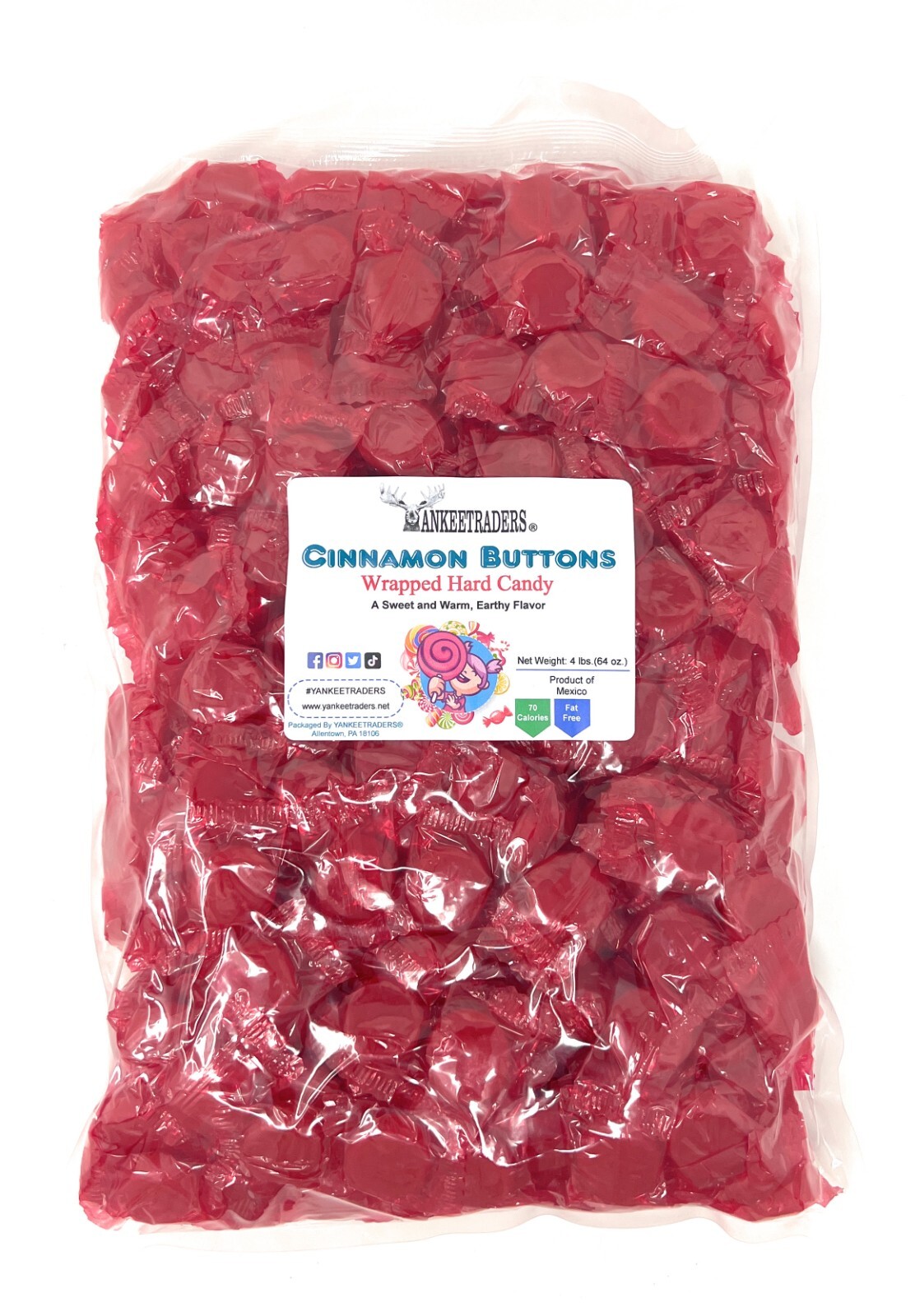 Cinnamon Discs Hard Candy, 4 lbs. ~ YANKEETRADERS® Brand ~ FREE SHIPPING