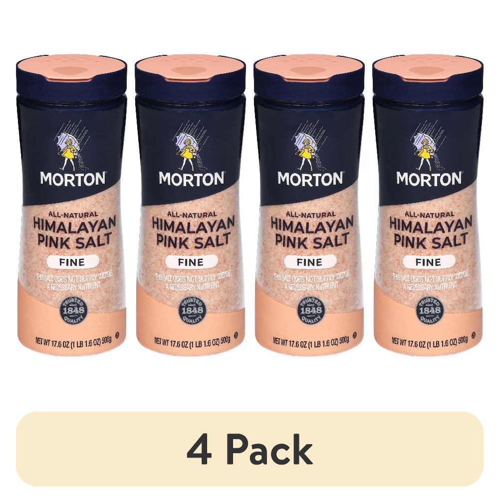 (4 pack) Morton All-Natural Fine Himalayan Pink Salt, 17.6 oz