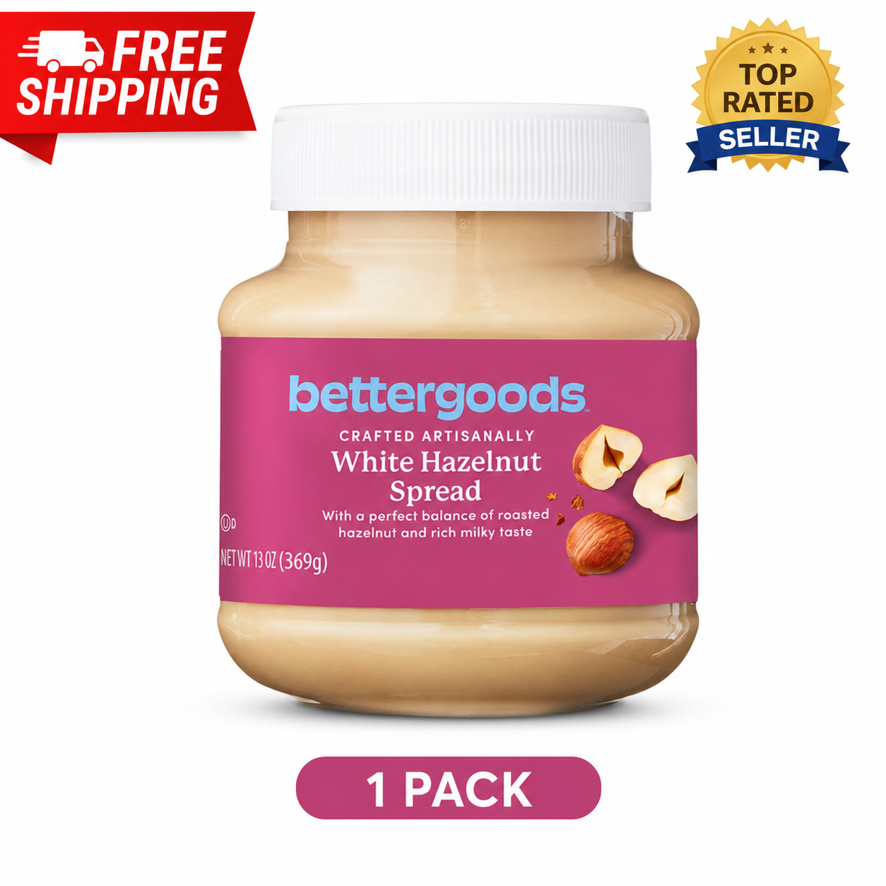 bettergood White Hazelnut Spread 13 oz Crafted Artisanally Creamy Roasted Spreas