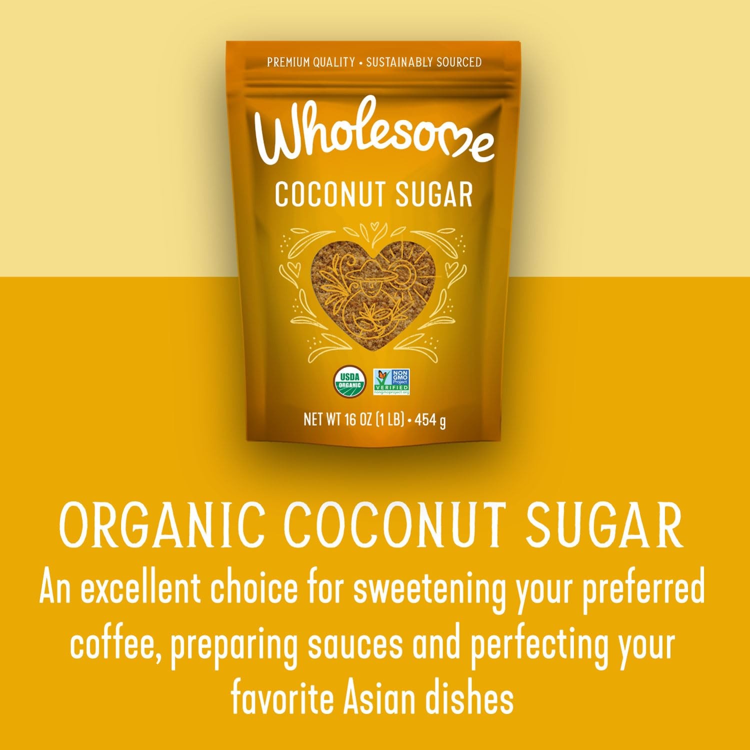 Organic Coconut Sugar 16oz Baking Sweetener Non GMO Gluten Free Vegan Sauces