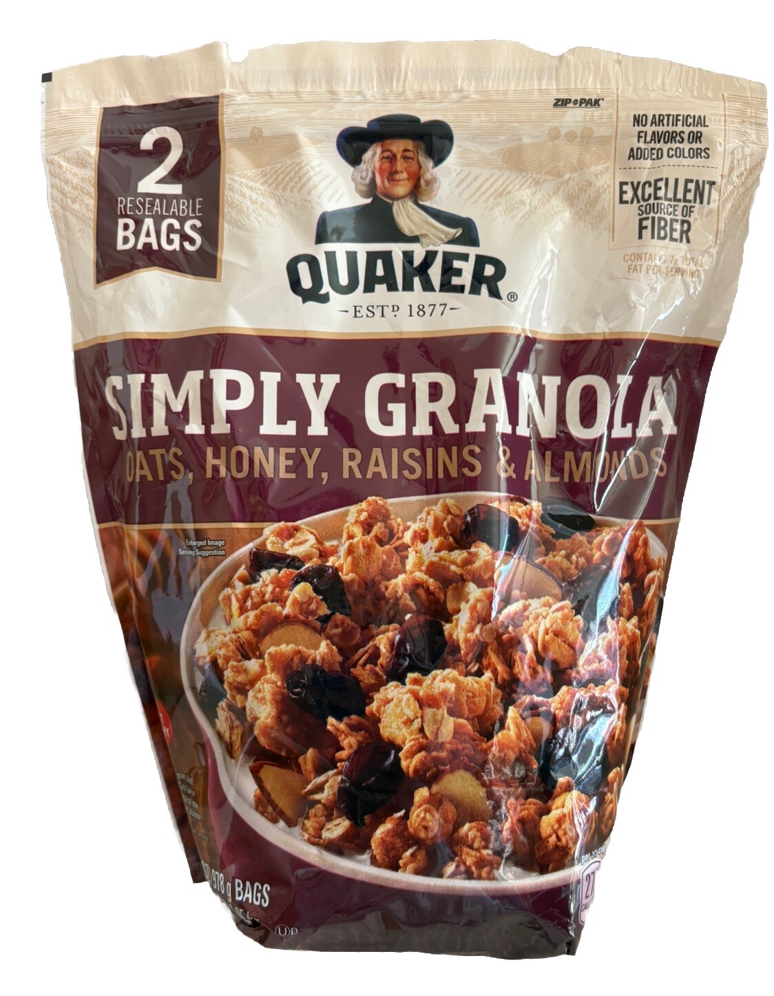 Quaker Simply Granola, Oats Honey, Raisins, & Almonds 34.5 Oz., 2 Pk
