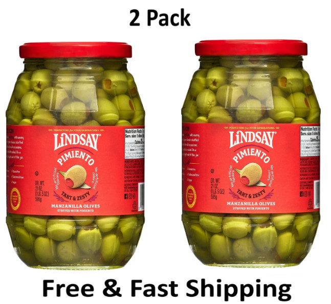 New Lindsay Pimiento Stuffed Manzanilla Olives ( 21 oz. 2 Pack)