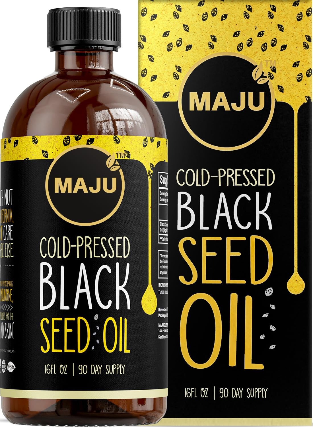 MAJU’s Black Seed Oil 16oz: 2X Thymoquinone, Cold 16 Fl Oz (Pack of 1)