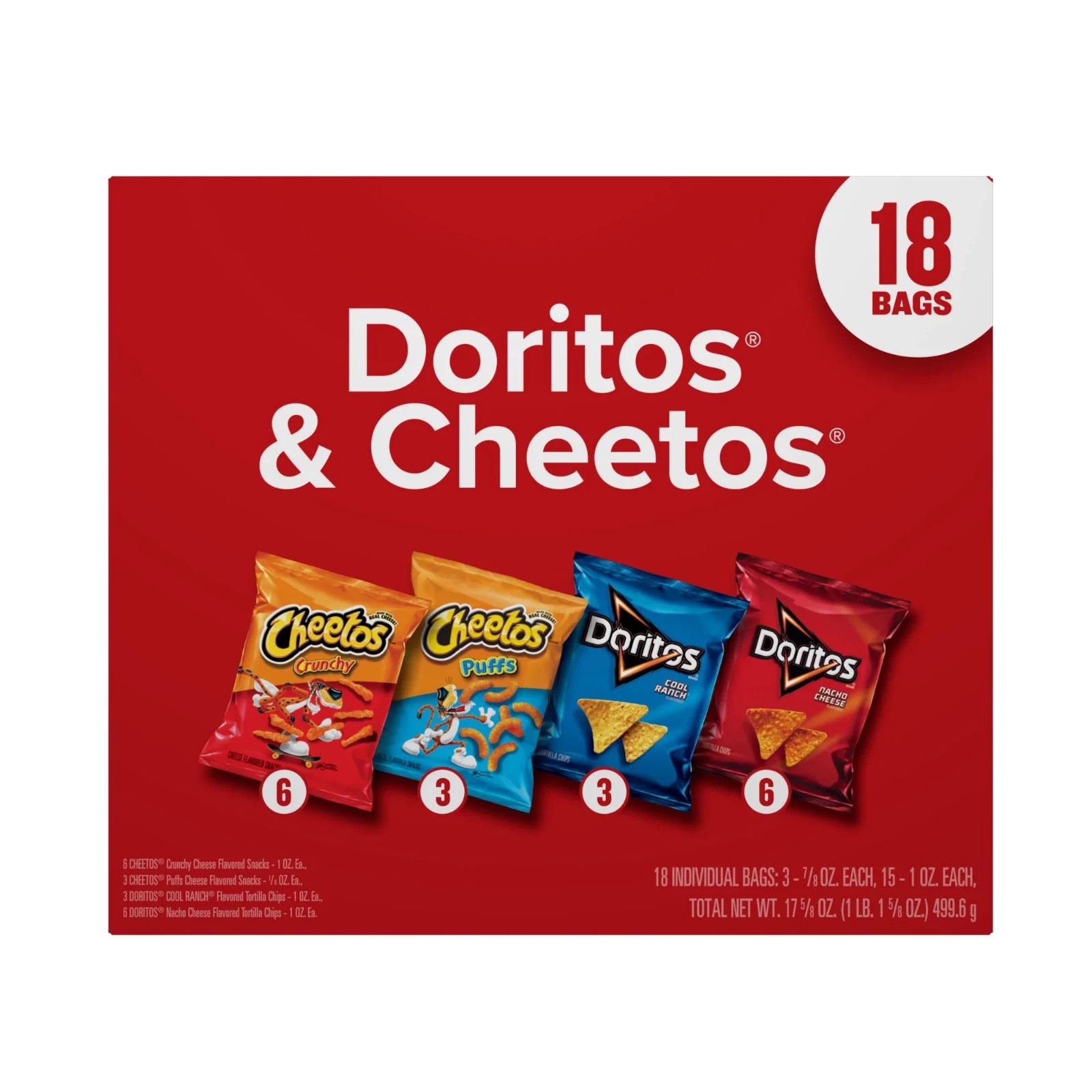 Frito-Lay Doritos & Cheetos Mix Variety Pack Snack Chips, 18 Count Multipack