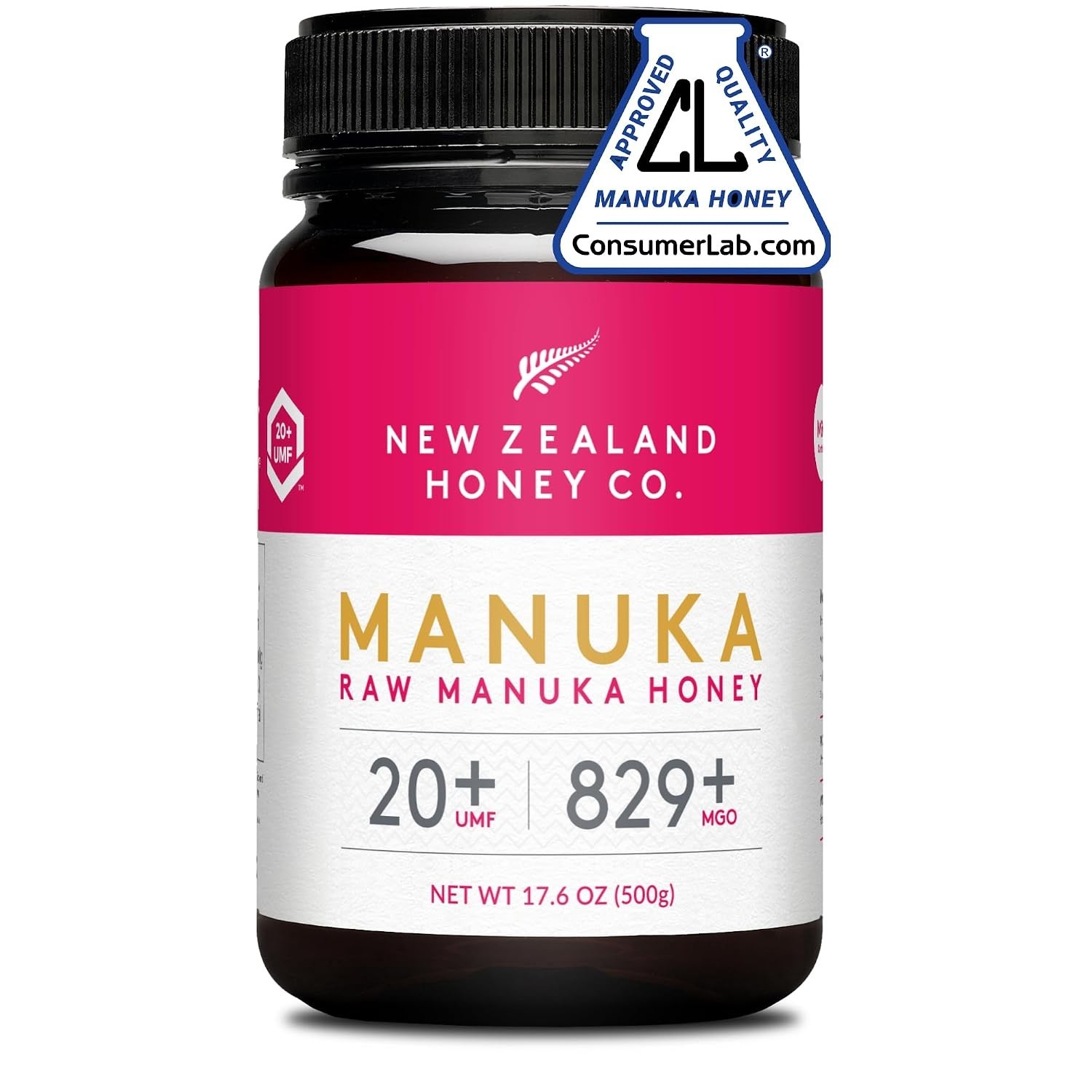 New Zealand Honey Co. Raw Manuka Honey UMF 20+ MGO 829+ 17.6oz Family Size 500g