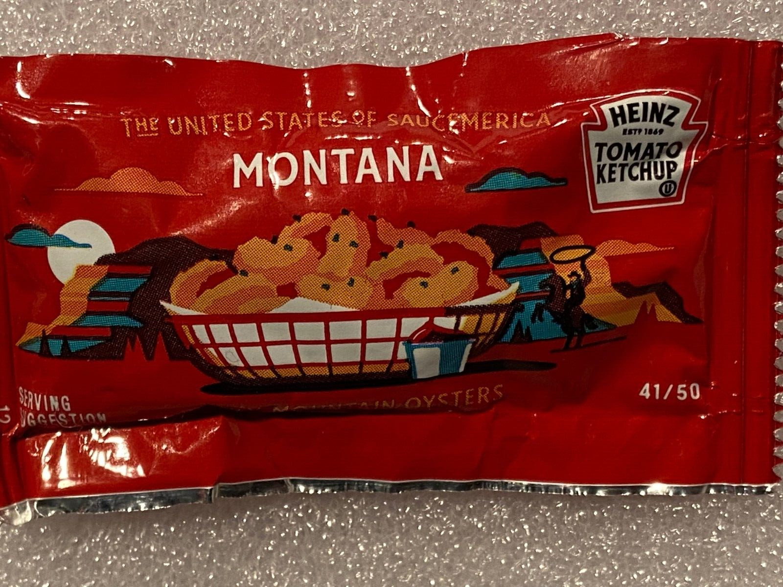 1 Heinz United States Of Saucemerica Ketchup Packet Montana #41/50 *NEW* ss1