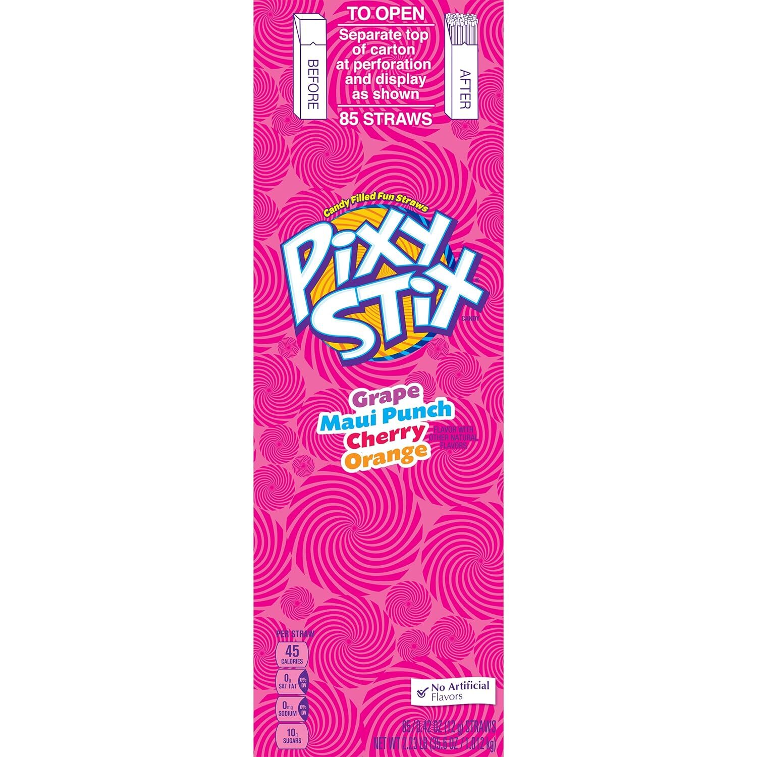 Pixy Stix Candy Variety Pack 85 Count Fruity Flavors Grape Cherry Orange