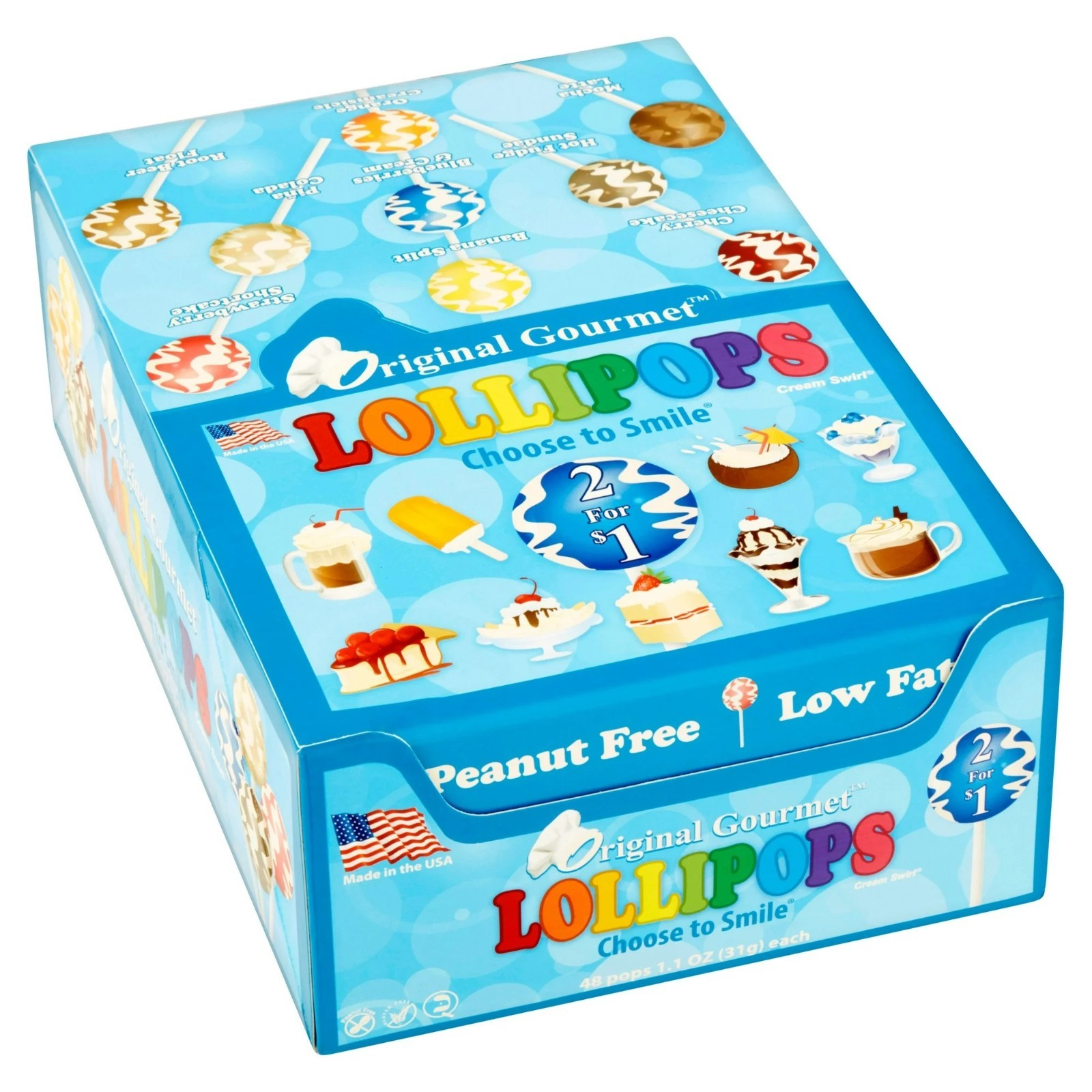 Original Gourmet Cream Swirl Lollipops, 1.1 oz, 48 count