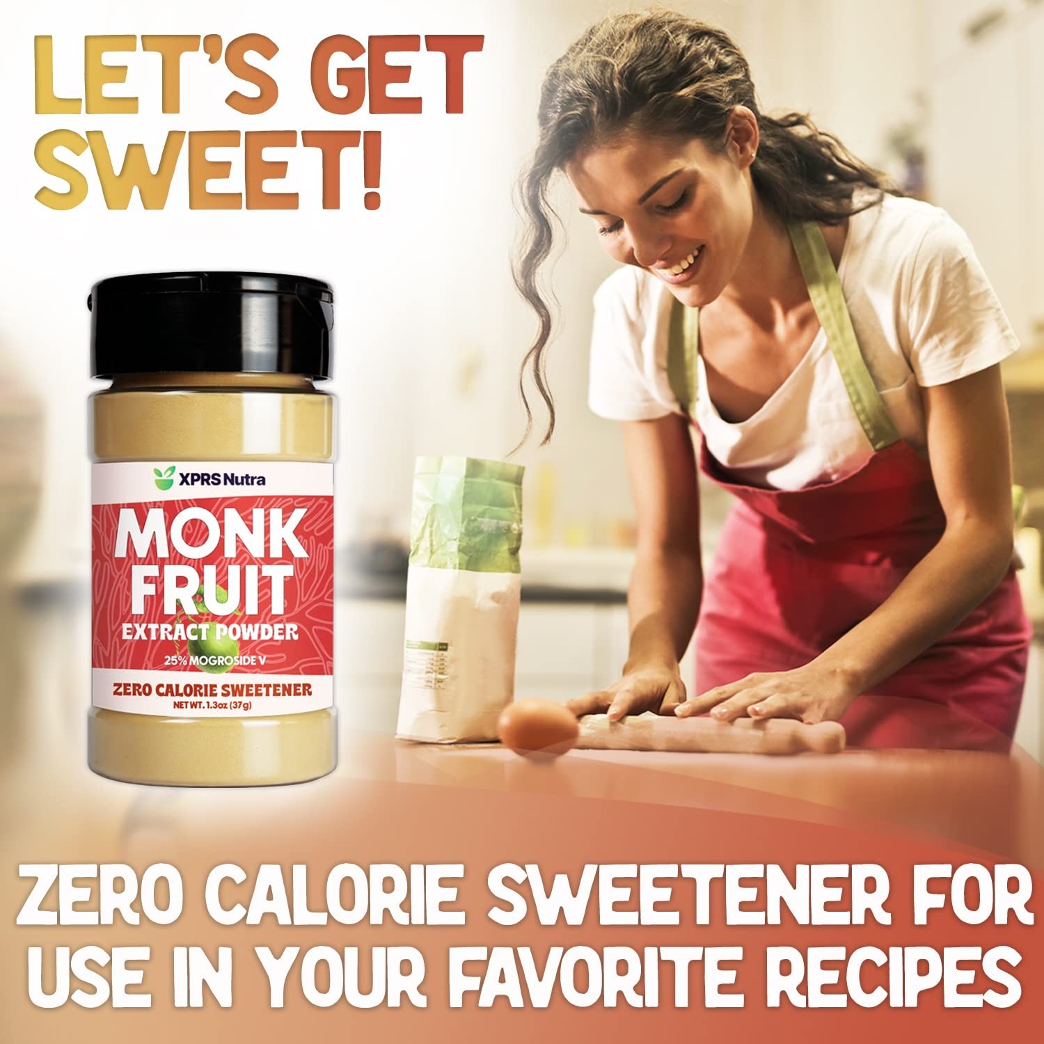 Monk Fruit Extract Powder 25% Mogroside Sugar Substitute 1.3 Ounces Premium