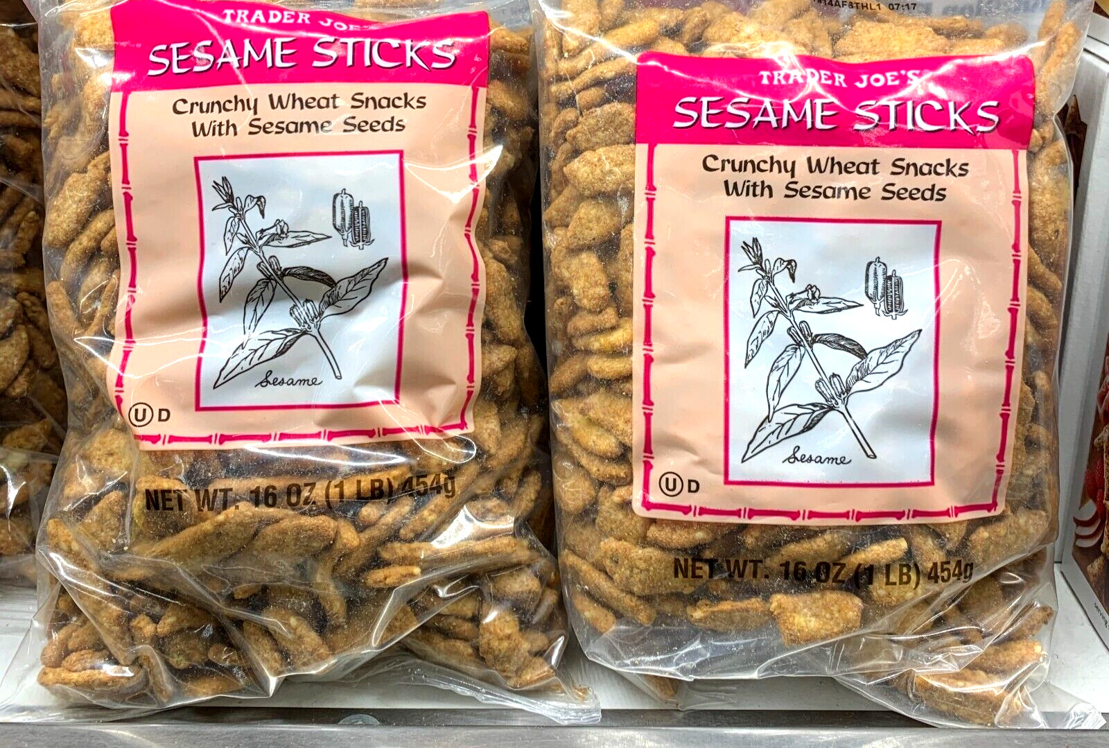 2 Packs Trader Joe’s Sesame Sticks with Sesame Seeds 16 oz Each Pack