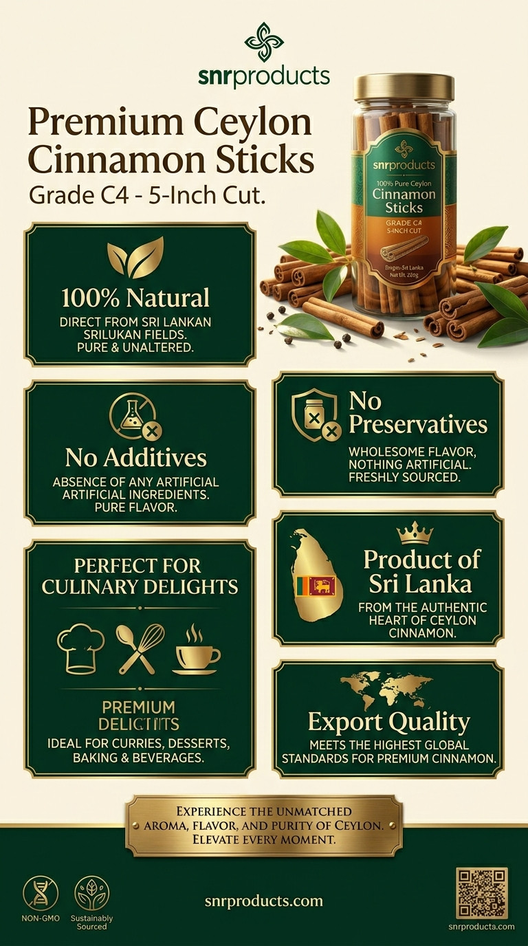 100% Ceylon Cinnamon Sticks Grade C4 5″ Cut Imported From Sri Lanka