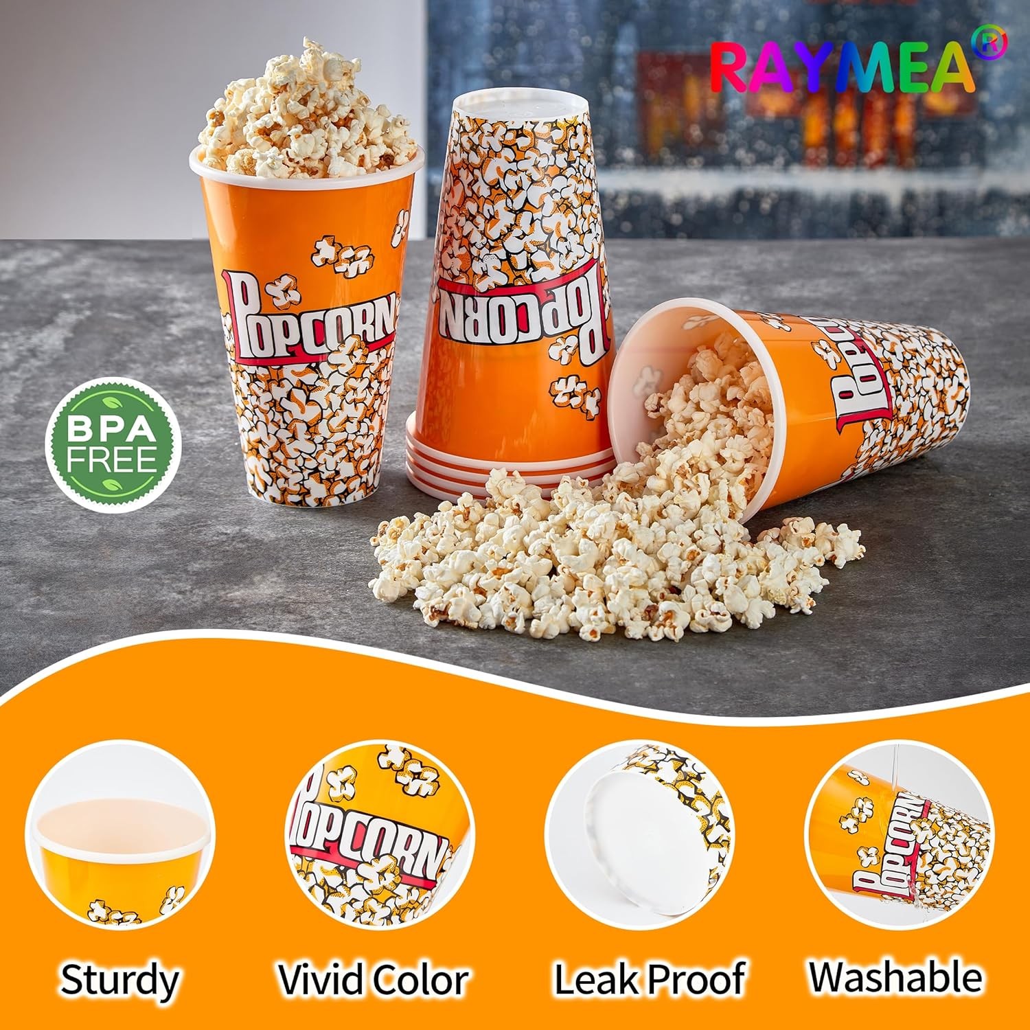 Plastic Popcorn Containers Retro Style Small Reusable Popcorn Buckets Movie