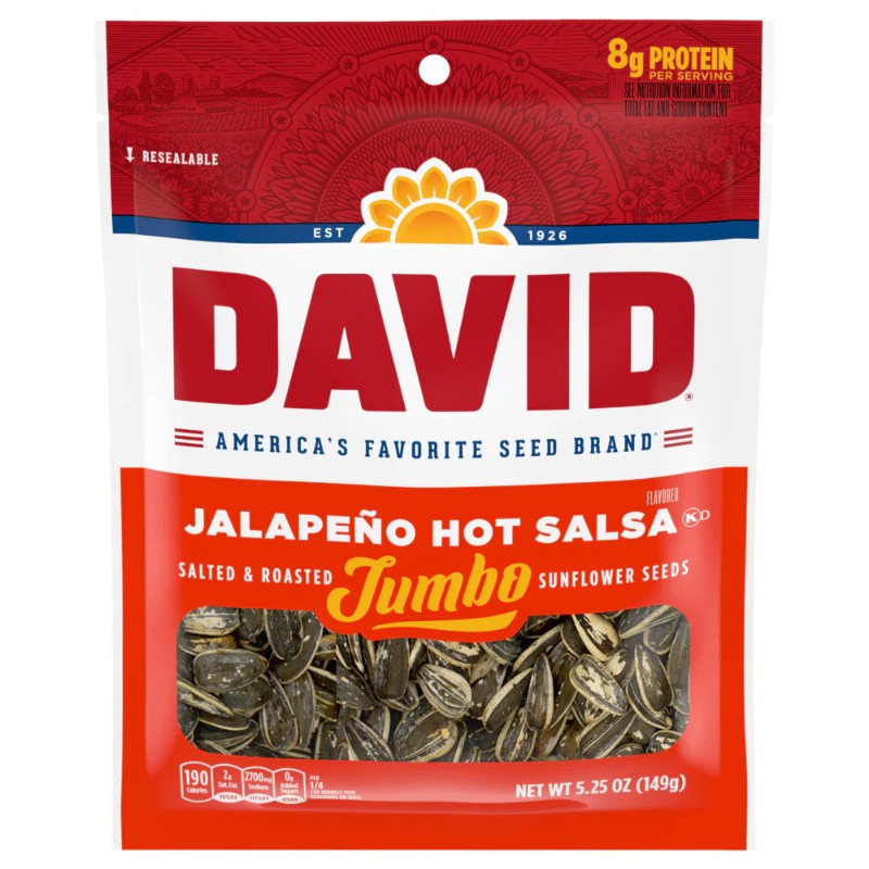 12x David Jumbo Jalapeno Hot Salsa Sunflower Seeds New Snack Treats Lot 5.25oz