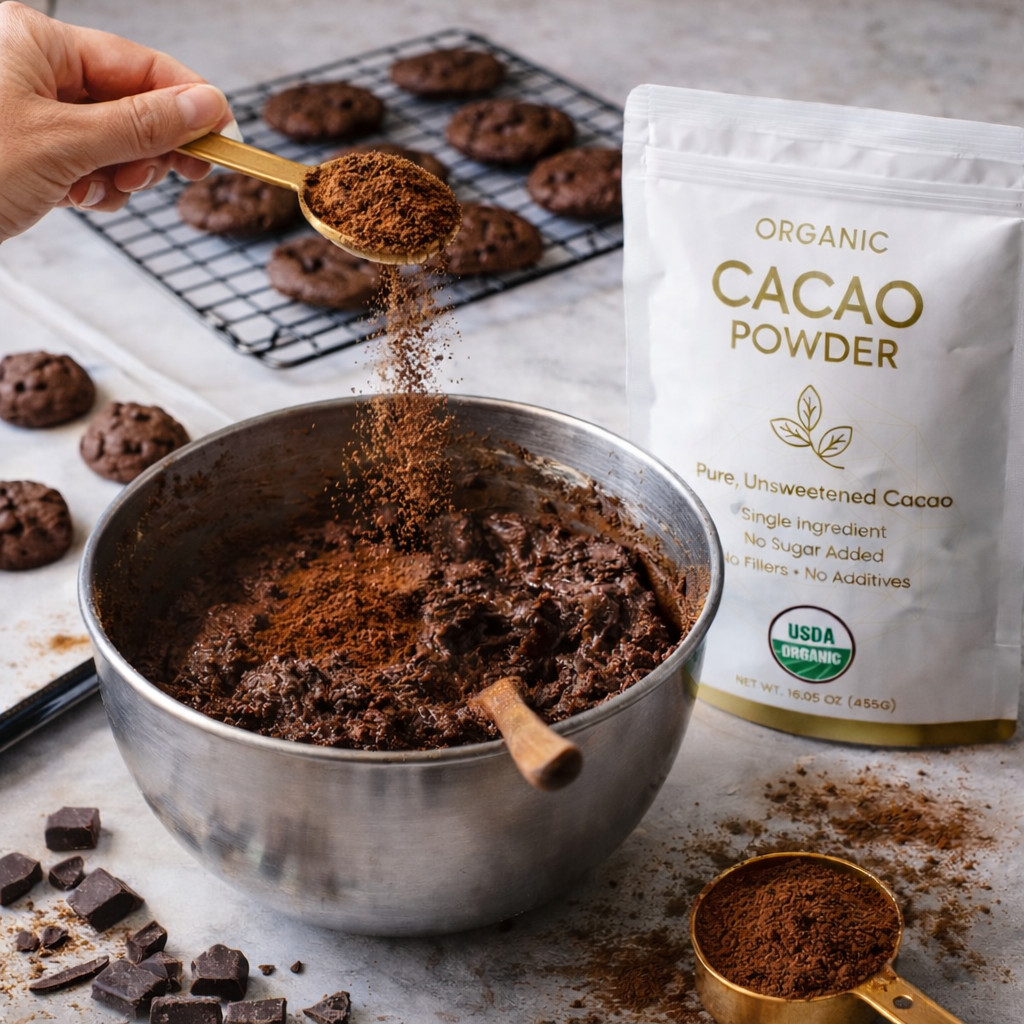 Organic Cacao Powder Unsweetened, Pure Cacao, Single Ingredient, No Sugar Added