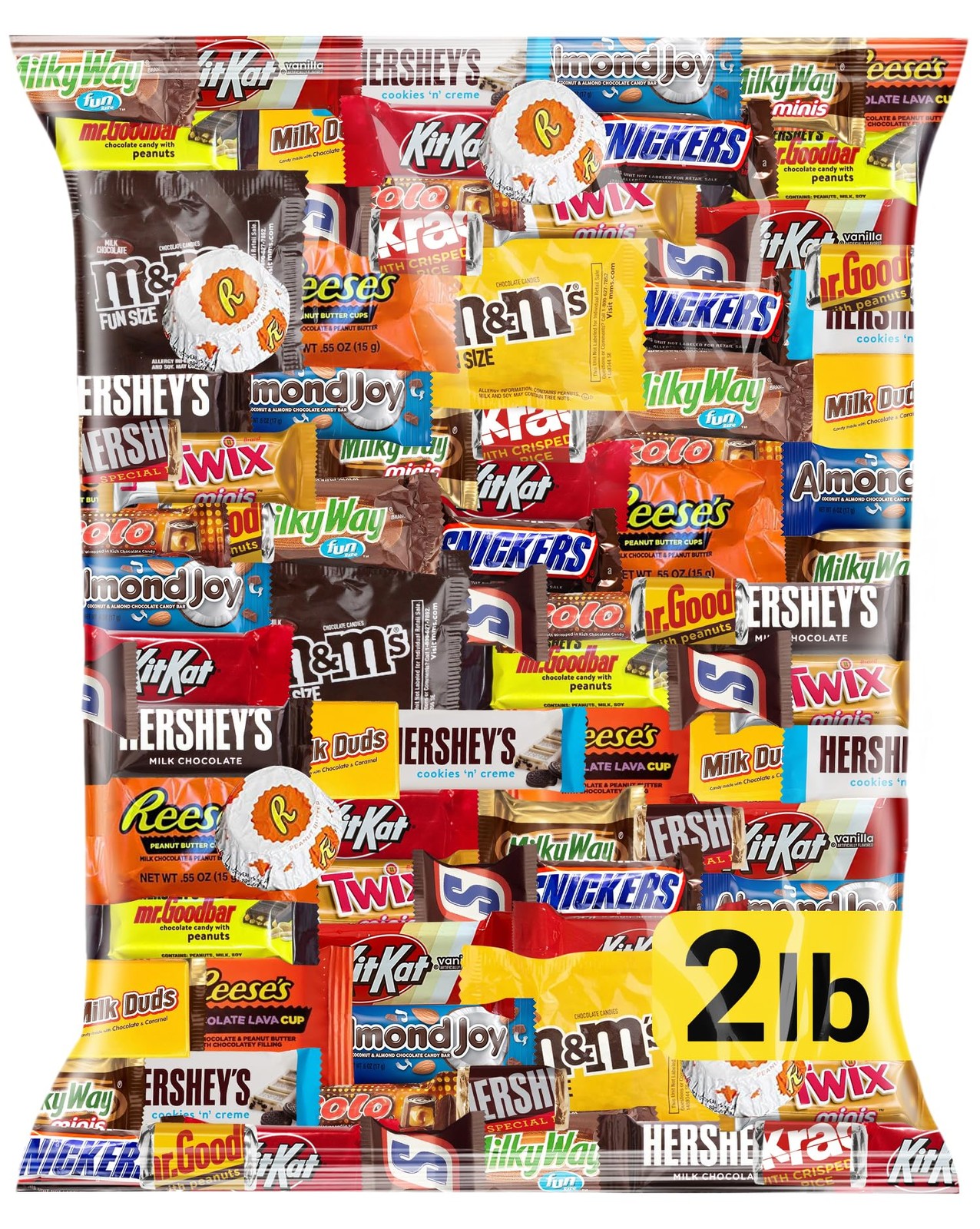 Chocolate Assorted Bulk Candy Variety Pack 2lb Mini Chocolate Bars, Milk & D…