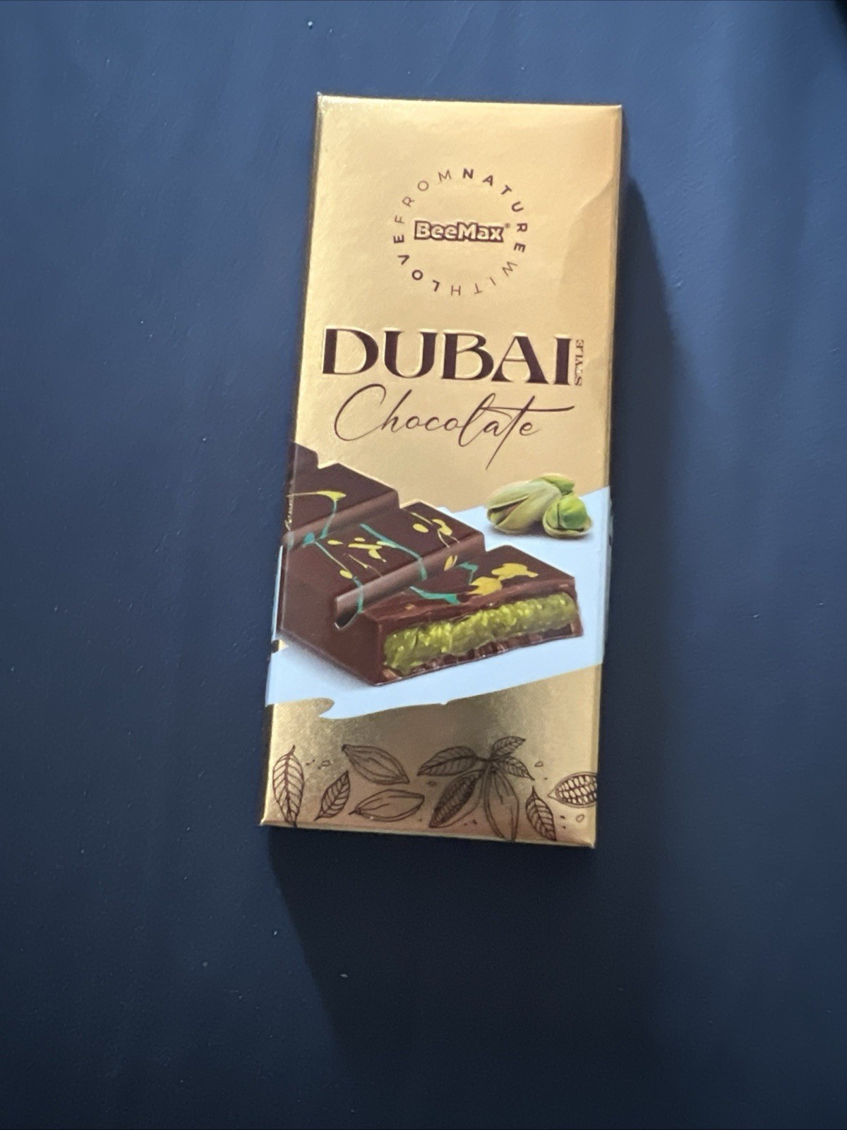 BeeMax Dubai Style Milk Chocolate Block with Kadayif & Pistachio Cream 95g